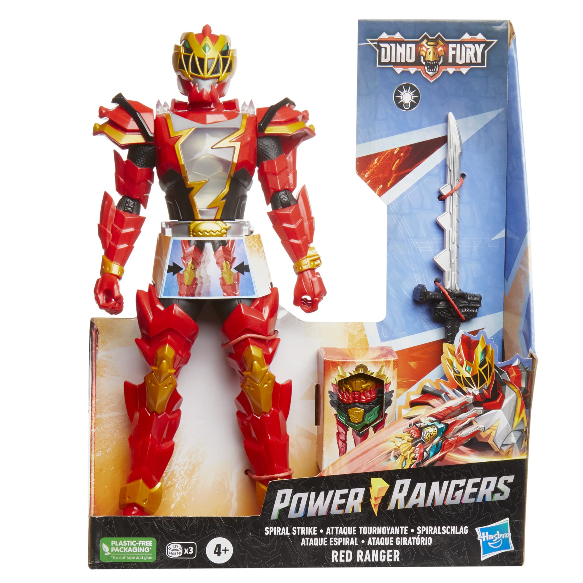 Amazon.com: Power Rangers Dino Fury Spiral Strike Red Ranger, 12